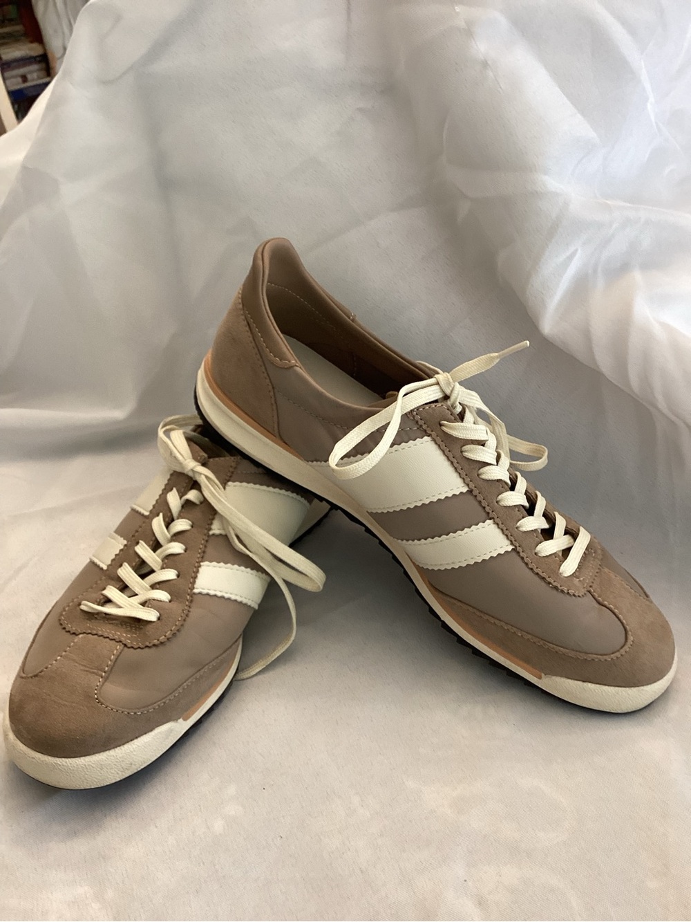 Madden Girl Taupe and White Retro Low Profile Sneakers